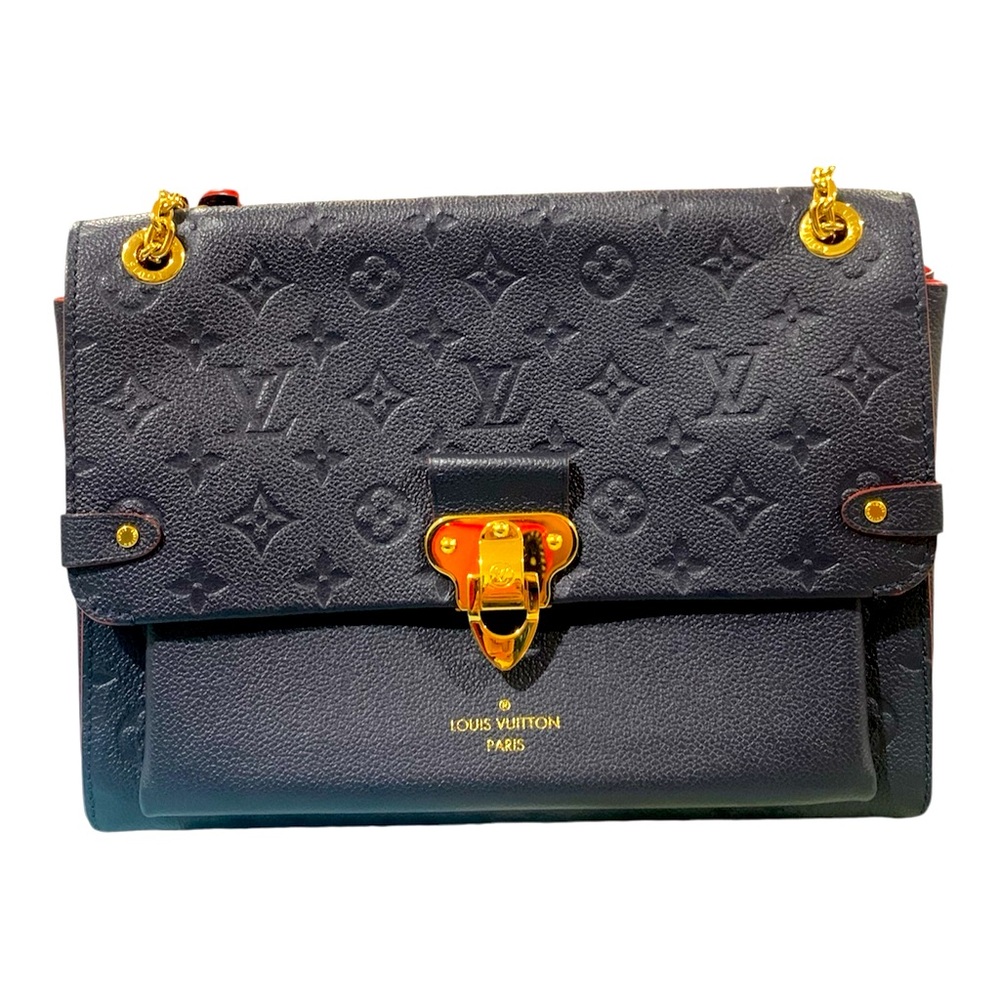 Louis Vuitton Vavin Handbag Monogram Empreinte Leather PM NAVY BLUE